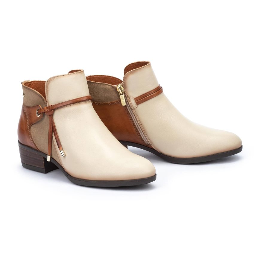 Women's Pikolinos DAROCA Ankle Boots Cream / Brown | NZ Z302Q89